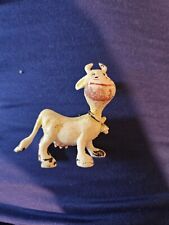 Vintage White Yellow Brown Cow Bull Plastic Figure 2.5