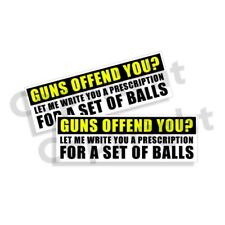 PRO-GUN BUMPER STICKER 2A 2ND AMENDMENT Guns Offend You Set Of Balls 2024 2 Pack picture