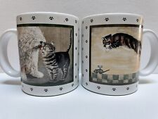 VTG 86 Vandoc Herroro Collection Set of 2 Cat Dog Pottery Mugs Made in Japan EUC picture
