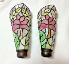 (2) Tiffany Style Stained Glass Ceiling Fan Chandelier Sconce Light Shades picture