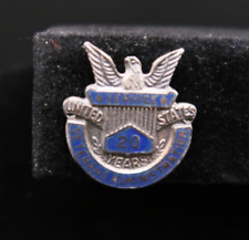 Vintage US Veterans Administration 20 Year Service Pin Sterling Silver Lapel Pin picture