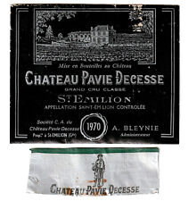 Wine Label 1970 Chateau Pavie Decesse Appellation St. Emilion Grand Cru Classe picture