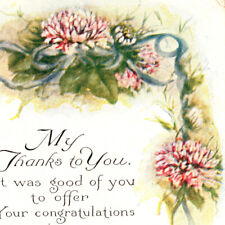 Vintage 1900s Thank You Baby Birthday Loving Wishes Postcard Flower Lotus Lily picture