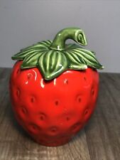 Vintage Strawberry Ceramic Jar Lid Storage Cottagecore B3 picture