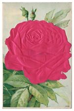 Vintage Embossed Fabric Large Red Rose Postcard c1908 S. 156 Divided Back picture