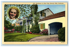 c1930s Residence of Alice Faye, Beverly Hills California CA Vintage Postcard picture