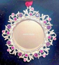 HARVEY LEWIS Swarovski Crystal Jeweled Frame Ornament Silver Purple Pink Jewels picture