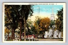 Lee MA-Massachusetts, Congregational Church and Park, Vintage Postcard picture