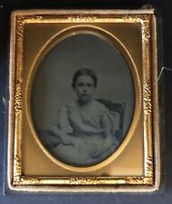 Pretty Young Girl wearing Unusual Sash Antique 1/9 Plate Ambrotype Tinted   picture