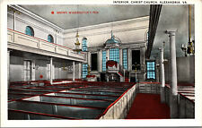 Vtg 1920s Christ Church Interior Washingtons Pew Alexandria Virginia VA Postcard picture