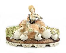 Vintage Capodimonte Italy Rococo Lady with Swans Huge Sculpture 1970's picture