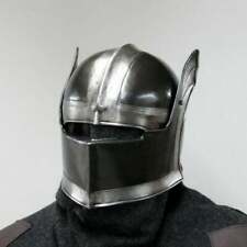 Medieval Dark knight Sallet Helmet Blackened 18 Gauge Mild Steel Armor Helmet picture
