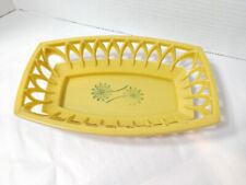 Vintage MCM Plastic Basket for Table Daisies Green Yellow picture
