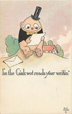 Signed Artist Postcard George Brill Gink Anthropomorphic Egg Person Reads Letter picture