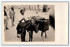 Peru Lima Postcard Typical Street Scene Fruit Vendor Donkey c1930's RPPC Photo picture
