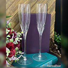 Lenox Firelight Champagne Flutes NO Panel Cuts Champagne Blown Glass Vintage * picture