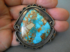 Native American Navajo Royston Boulder Turquoise Sterling Silver Pendant Signed picture