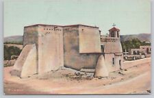 c1940's Old Church Los Ranchos De Taos New Mexico NM Vintage Linen Postcard 0645 picture