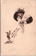 Artist-Signed COBB SHINN Postcard Pretty Lady / Jester - 1910 Kans. Cancel picture