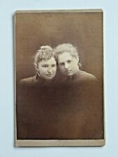 Antique Cabinet Photo Card Young Women Sisters? by E.S. Hall 1888 Hoopeston, IL picture