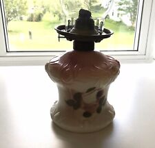 Antique Victorian Hand Painted Glass Hurricane Oil Lamp. Excellent Condition  picture