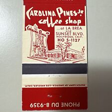Vintage 1950s Carolina Pines Coffee Shop Hollywood Los Angeles Matchbook Cover picture
