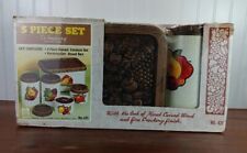 Rare Vintage Mid Century 5 Piece Canister Bread Box Set  Fruit Cheinco In BOX picture