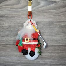 Christmas Golf Ball Santa Ornament Crochet  Golfing Theme Hanging vintage  picture