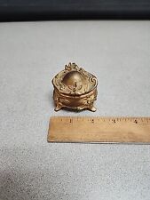 Antique Art Nouveau Cast Metal Gilded JEWELRY CASKET small Ring box picture