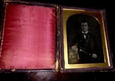 Rare 1840s 1/4 Daguerreotype Musician Holding Flute or Sword ? - Possibly Texas picture