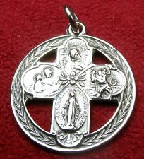 WWII Catholic Chaplain's Victory Wreath Sterling dog tag Chain Miraculous Medal picture