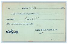 1907 Buffalo NY, Jacob Dold Packing Co. Account Credit Advertising Postcard picture