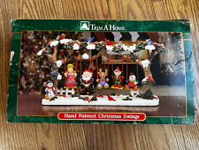 Vintage Trim A Home Hand Painted Christmas Swings Angel Santa Elf Snowman Deer picture