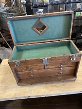 Antique Oak Tool Makers Tool Chest Worcester Tool Co. picture