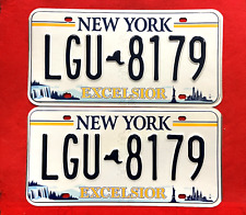 New York License Plate Pair LGU-8179 .... Expired / Crafts / Collect / Specialty picture