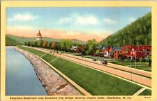 Vintage Postcard Kanawha Boulevard from Kanawha City Bridge,Charleston, WV picture