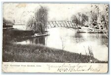 1907 Greetings From Keokuk Iowa IA Arch Bridge River Vintage Antique Postcard picture