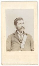 Circa 1880'S Small Cabinet Card Approx. 2.5X4.25 IN Handsome Man With Mustache picture