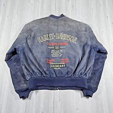 Vintage Harley Davidson Leather Jacket Men's Large Blue V-Twin Genuine Biker 90s picture