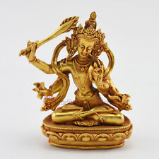 Machine Made, Copper Alloy Gold Plated Four Armed Manjushri Statue picture