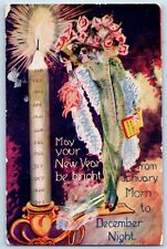 Athena Oregon OR Postcard December Night Candle Flowers c1910's Posted Antique picture
