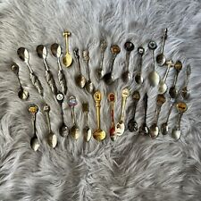 Lot of 29 Vintage Souvenir Collector Spoons Assorted Countries Silverplated picture