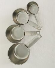 Vintage Foley Measuring Cups Script Stainless 1/8 1/4 1/3 1/2 Set Of 4 USA picture