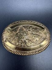 Crumrine El Arturo Bronze Silver Electroplated Cowboy Wrangler 3.5” belt buckle picture