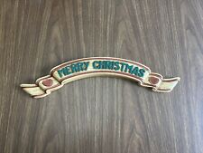 Vtg Homco Merry Christmas Plastic Wall Hanging Banner Sign Country Hearts #7503 picture