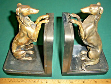 Vintage (Antique?) Brass Dog (Collie?) Bookends - Repaired picture