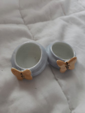 Very tiny antique ceramic pieces with small butterfly picture