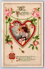 Postcard Valentines Day John Winsch Young Woman Cupid Flowers c1913 AD26 picture