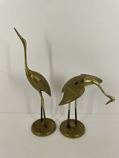 Vintage Solid Brass Storks Cranes Birds Pair Of Figures MCM Korea picture