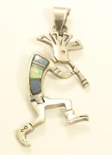 Navajo Ervin Hoskie Sterling Silver Lapis Inlay Articulated Kokopelli Pendant picture
